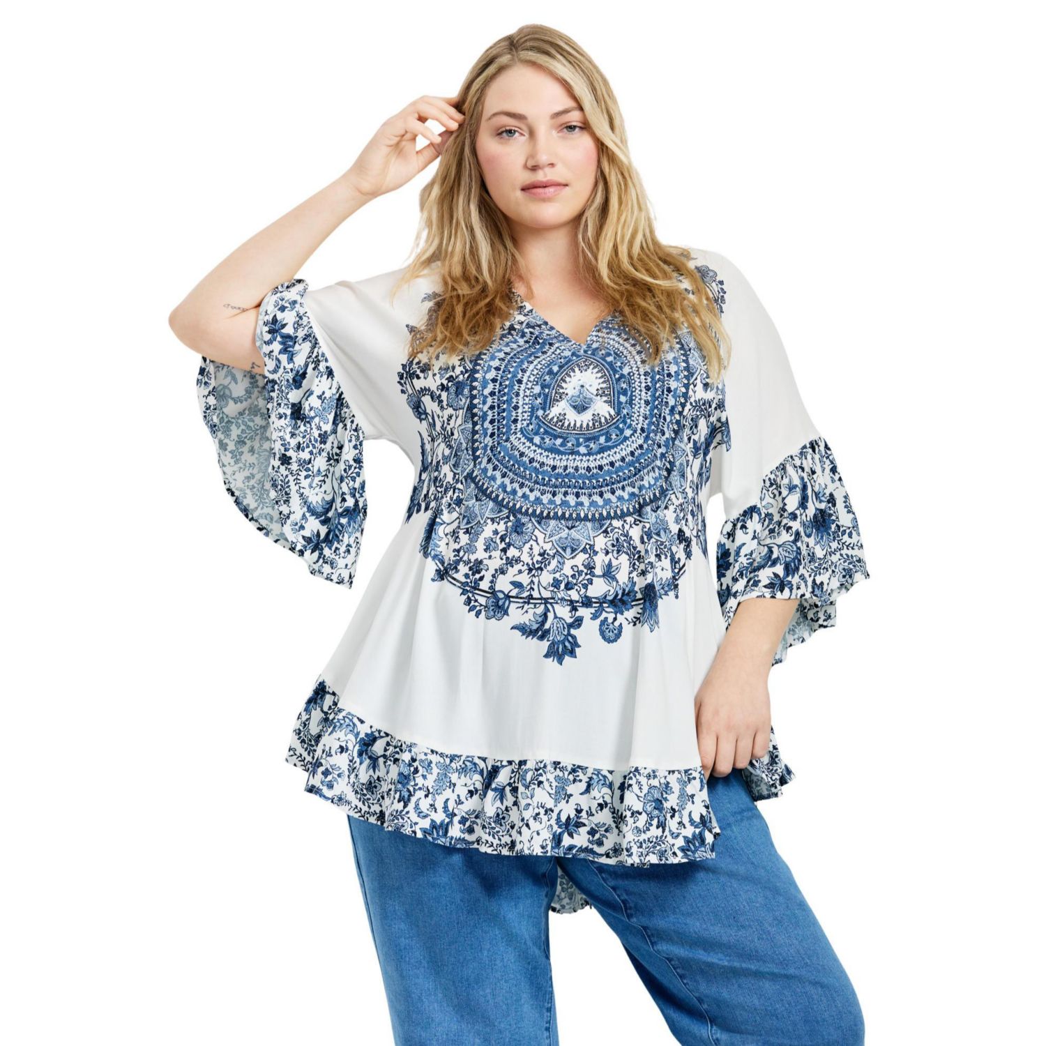 Women's Plus Size Frankie Frill Detail Tunic