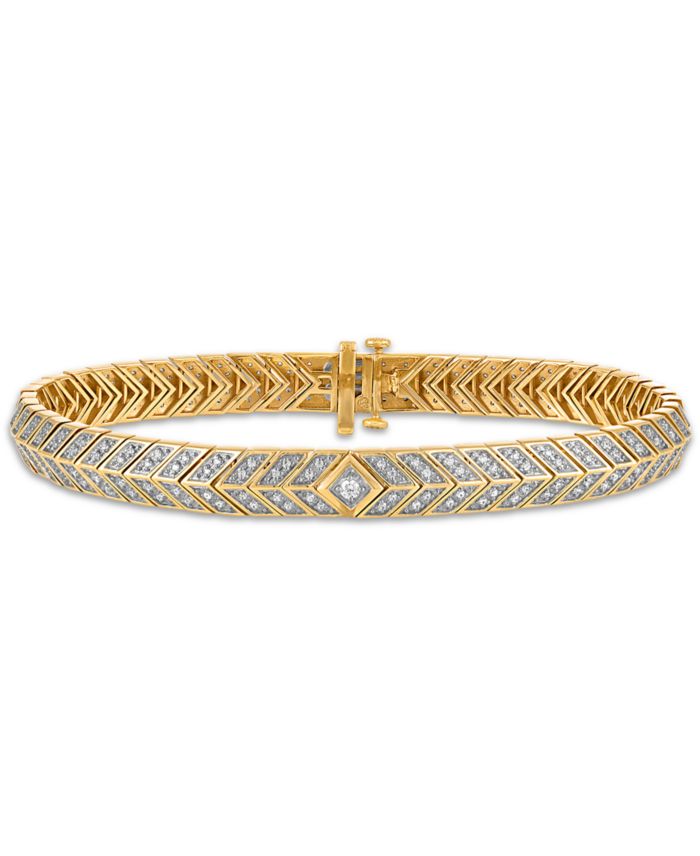 Esquire Men's Jewelry Diamond Bracelet (1 ct. t.w.) in 14k Gold-Plated