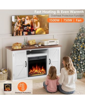 47" Electric Fireplace Mantel Freestanding, Triangular Corner Fireplace with Remote Control (Walnut)