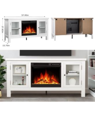 58"  Electric Fireplace with Mantel & Cabinets - 4 Flame Colors & 12 Effects, Remote Control, Overheat Protection for Living Room