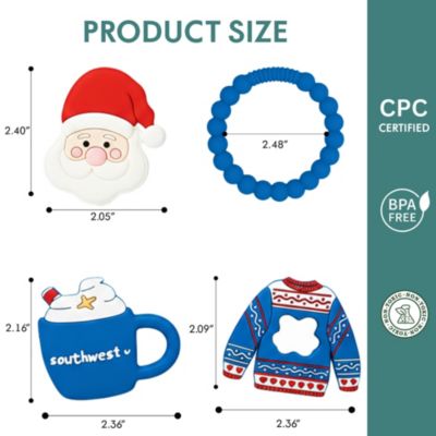 Silicone Christmas Teether Ring Toy for Baby, BPA Free Soothing Teething Relief Toy for Infant & Toddlers 0-18 Months