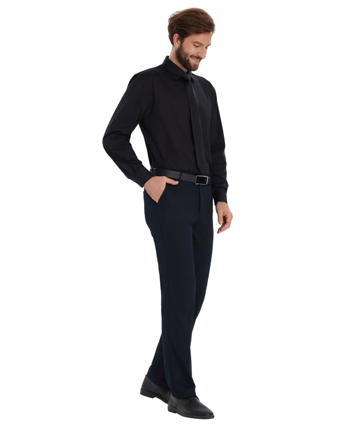Мужская рубашка Alfani Solid Regular-Fit Dress Shirt, цвет: Чёрный — фото 2