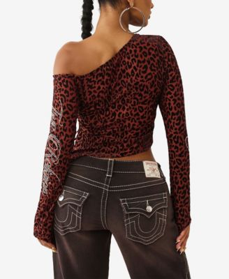 Women's Leopard One Shoulder Top