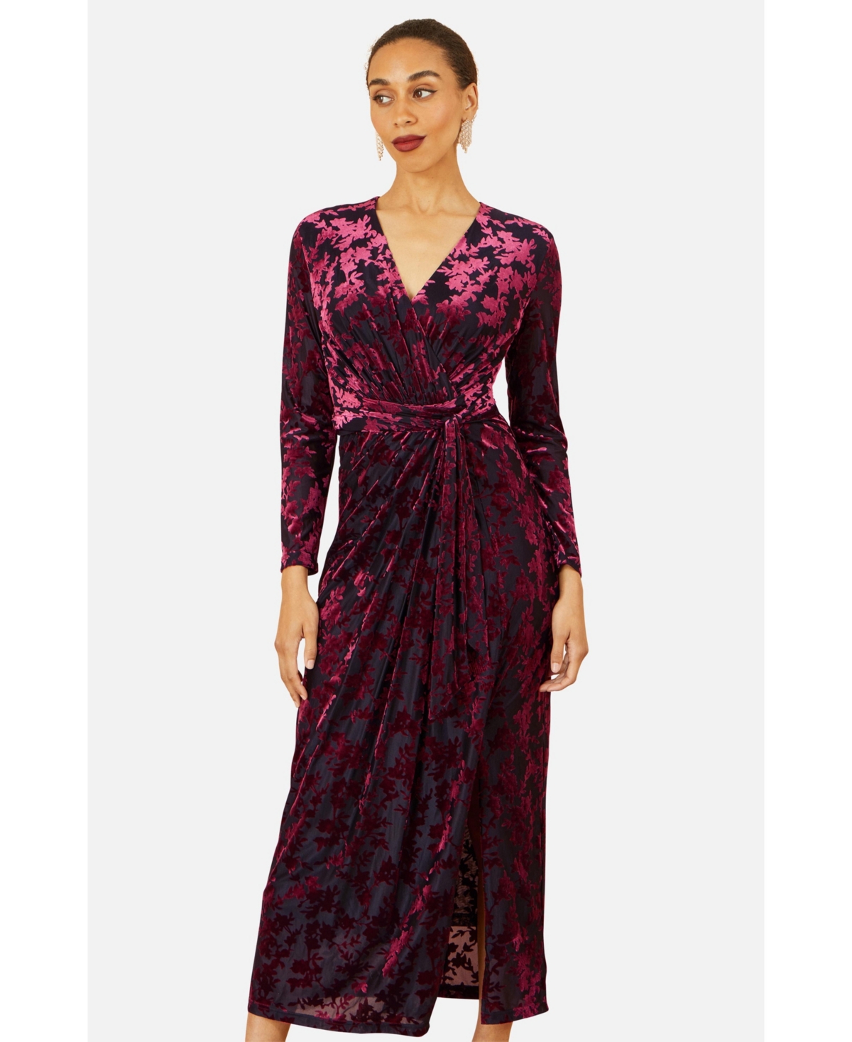 Yumi Women's Dresses Velour Stretch Midi Dress