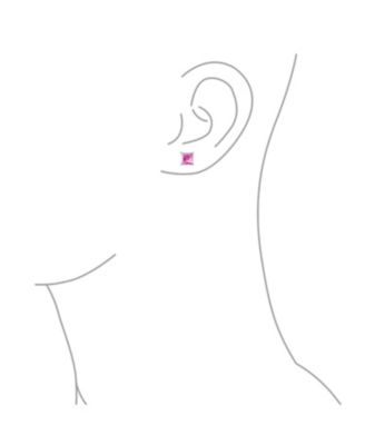 2CT Square Cubic Zirconia CZ Stud Earrings Sterling Silver 7MM