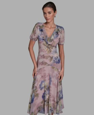 Women's V-Neck Midi Shift Dress