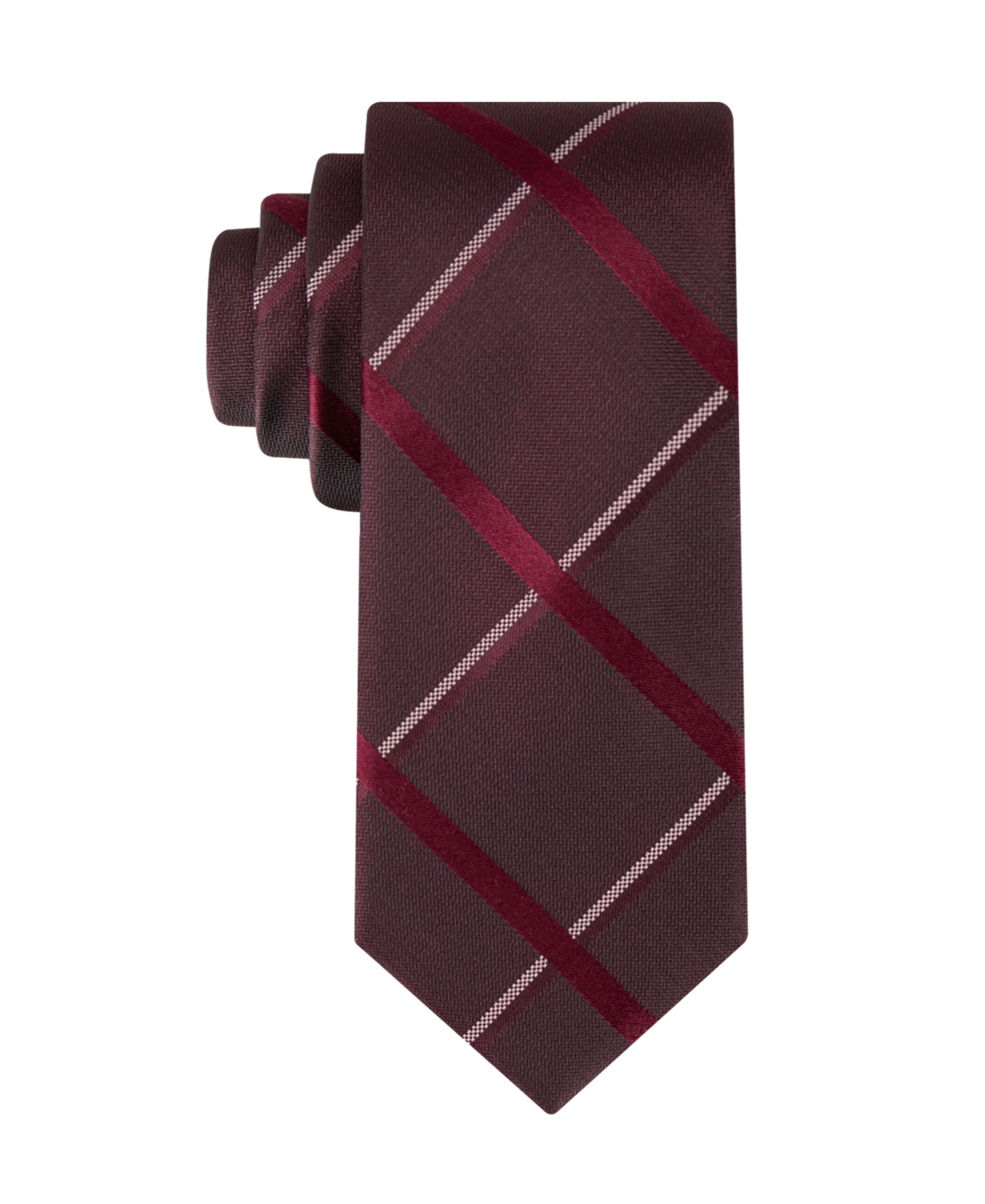 Calvin Klein Men's Isabella Grid Tie In Burgundy