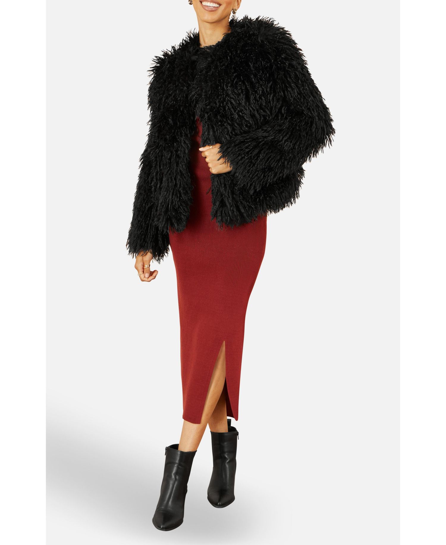Women's Fluffy Cropped Faux Fur Coat