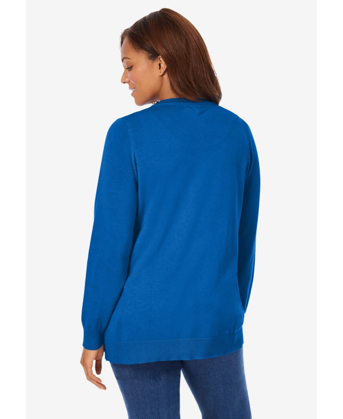 Woman Within Plus Perfect Long-Sleeve Cardigan