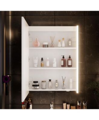 30x23inch LED Lighted Medicine Cabinet with Mirror, Dimmable, 3000K/5500K, Adjustable Shelf, Flat-Pack Design, Assembly Required (White