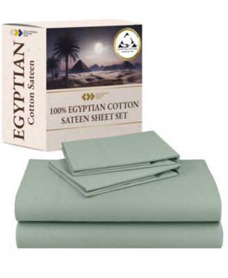 Certified Luxury 100% Egyptian Cotton Sheets, California King Sheet set, 4 Piece Deep Pocket Bed Sheets Set, Sateen Cooling Sheets for Hot Sleepers by California Design Den