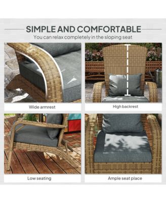 Patio Wicker Adirondack Chair with Soft Cushions, Charcoal