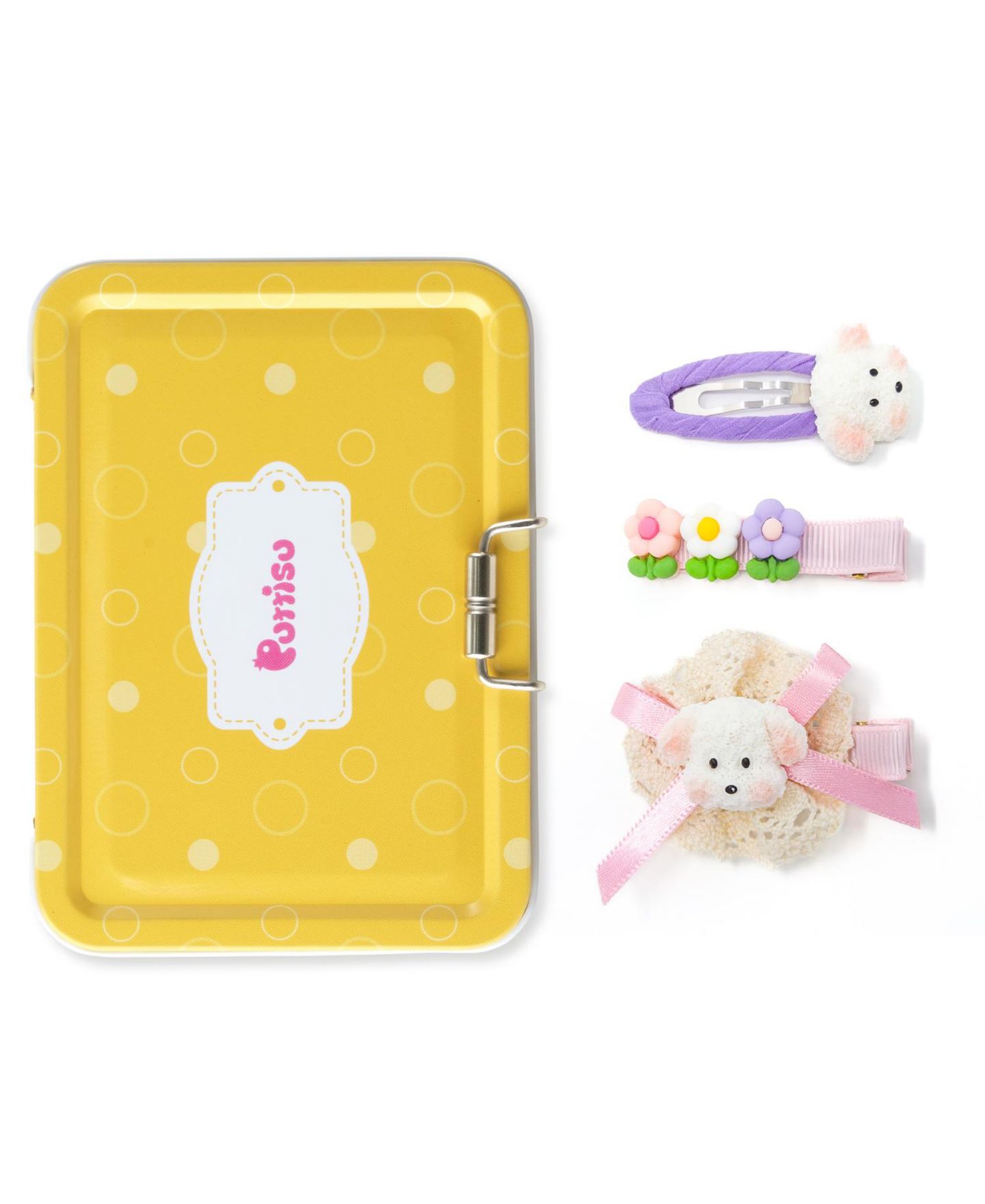 Детские аксессуары для волос Puttisu 3pc Hair Clip Set - Puppy Blossom Pals, цвет: Сиреневый лавандовый — фото 3