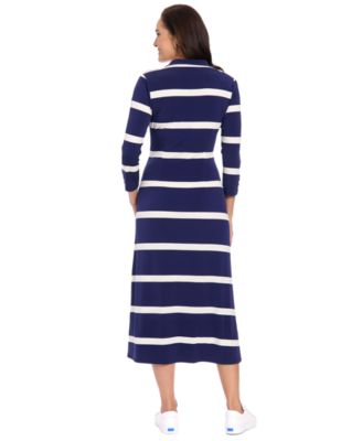 Women's 3/4-Sleeve Stripe Shirt Dress