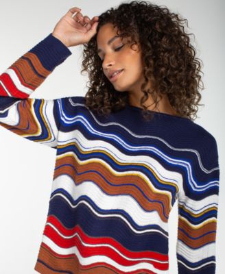 Women's Petite Boat Neck Scallop Hem Sweater