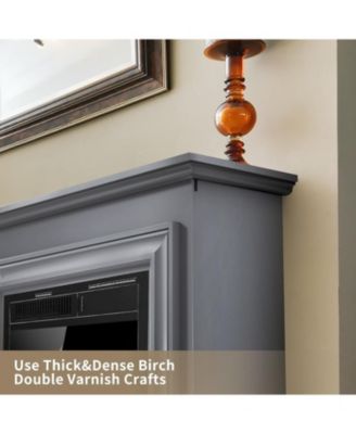 Electric Fireplace Heater Wooden Surround Firebox, Remote Control, Adjustable LED Flame, 750W/1500W Freestanding Fireplace