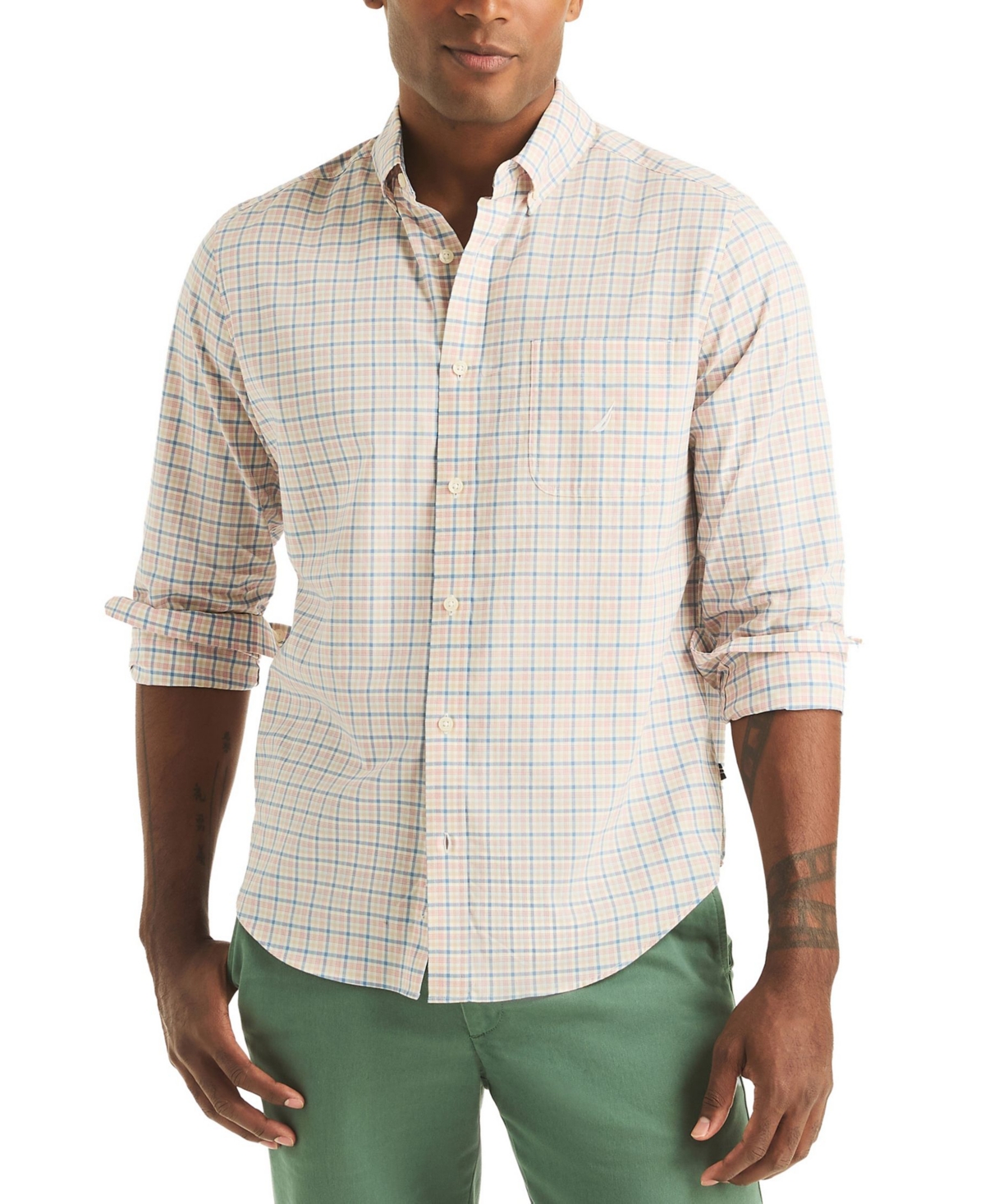 Nautica Men's Plaid Long Sleeve Shirt