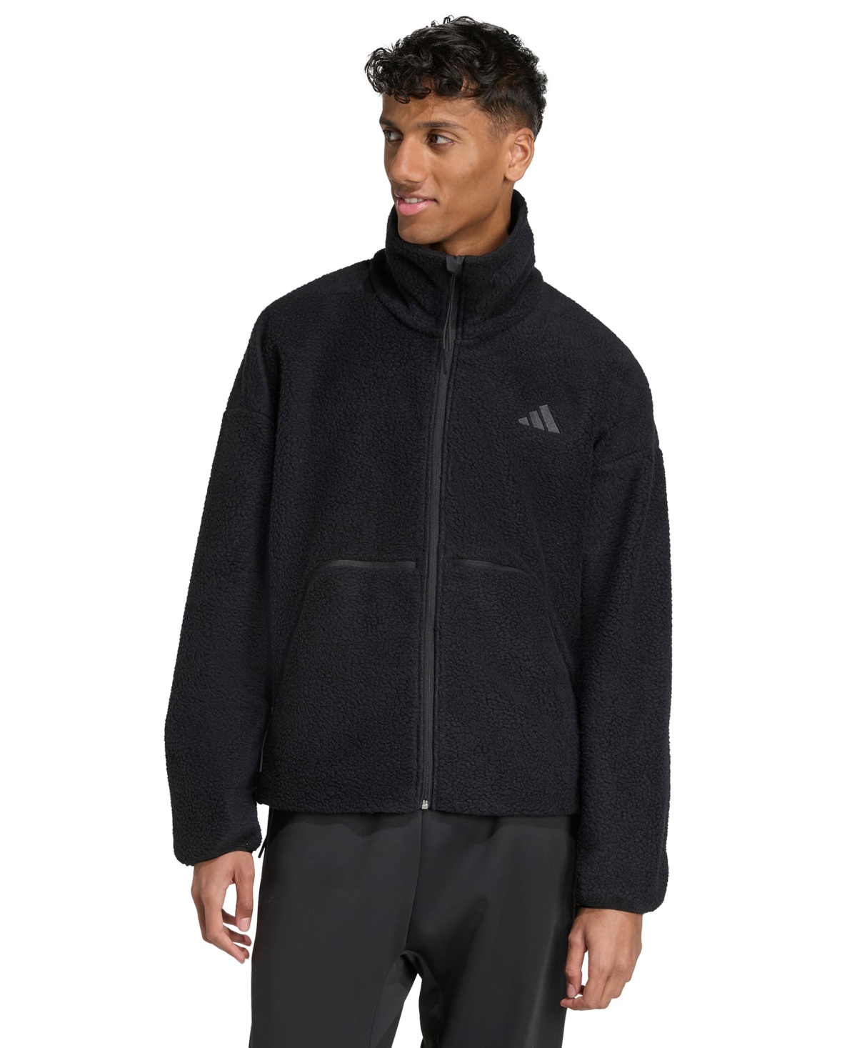adidas Men's City Tech High-Pile Fleece Full-Zip Sportswear Track Jacket