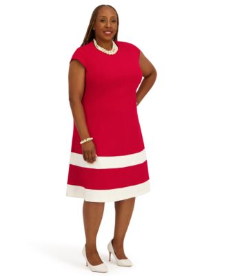 Women's Cap Sleeve Knee Length Fit & Flare Dress, Regular and Plus Size