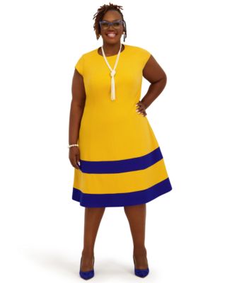 Women's Cap Sleeve Knee Length Fit & Flare Dress, Regular and Plus Size