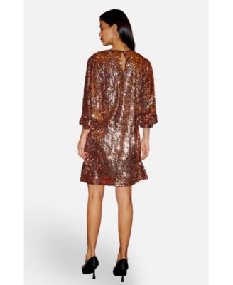 Women's Balloon Sleeve Sequin Mini Dress