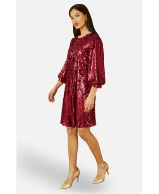 Women's Balloon Sleeve Sequin Mini Dress
