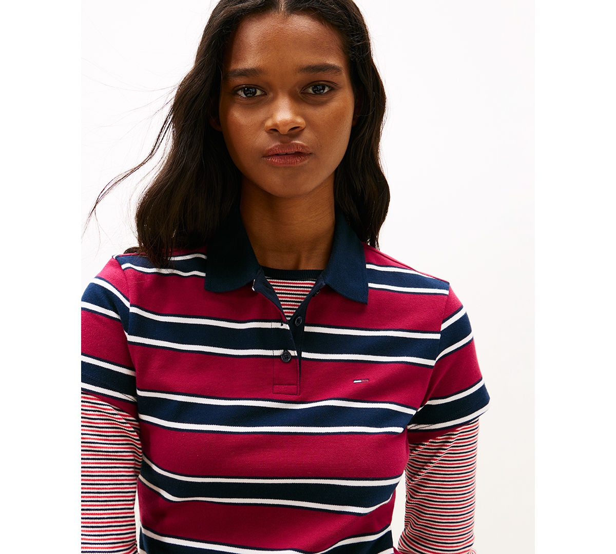 Tommy Jeans Women's Striped Essential Polo Top In Multi