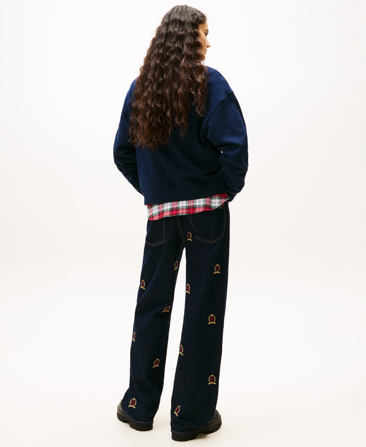 Tommy Jeans Women's Boxy Tommy Applique Crewneck Sweatshirt In Blue