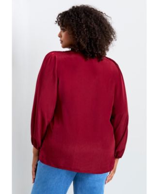 Women's Scallop Trim Peasant Blouse