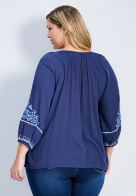 Women's Plus Size Anna Embroidery Detail Top