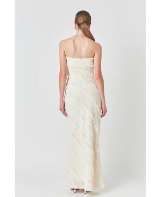 Women's Strapless Ruffled Maxi Dress