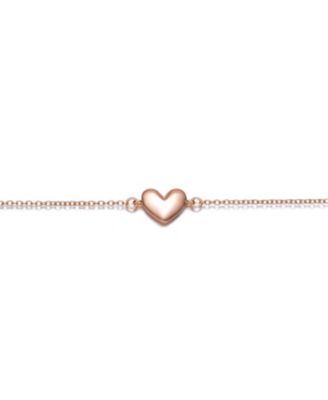 Minimalist Heart Charm Extended Chain Bracelet in White Gold Plated, 14K Gold Plated, or 18K Rose Gold Plated