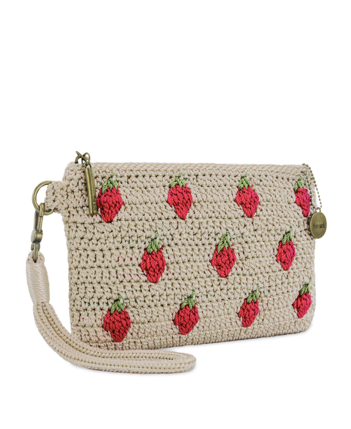 The Sak Vita Crochet Zip Top Wristlet In Red