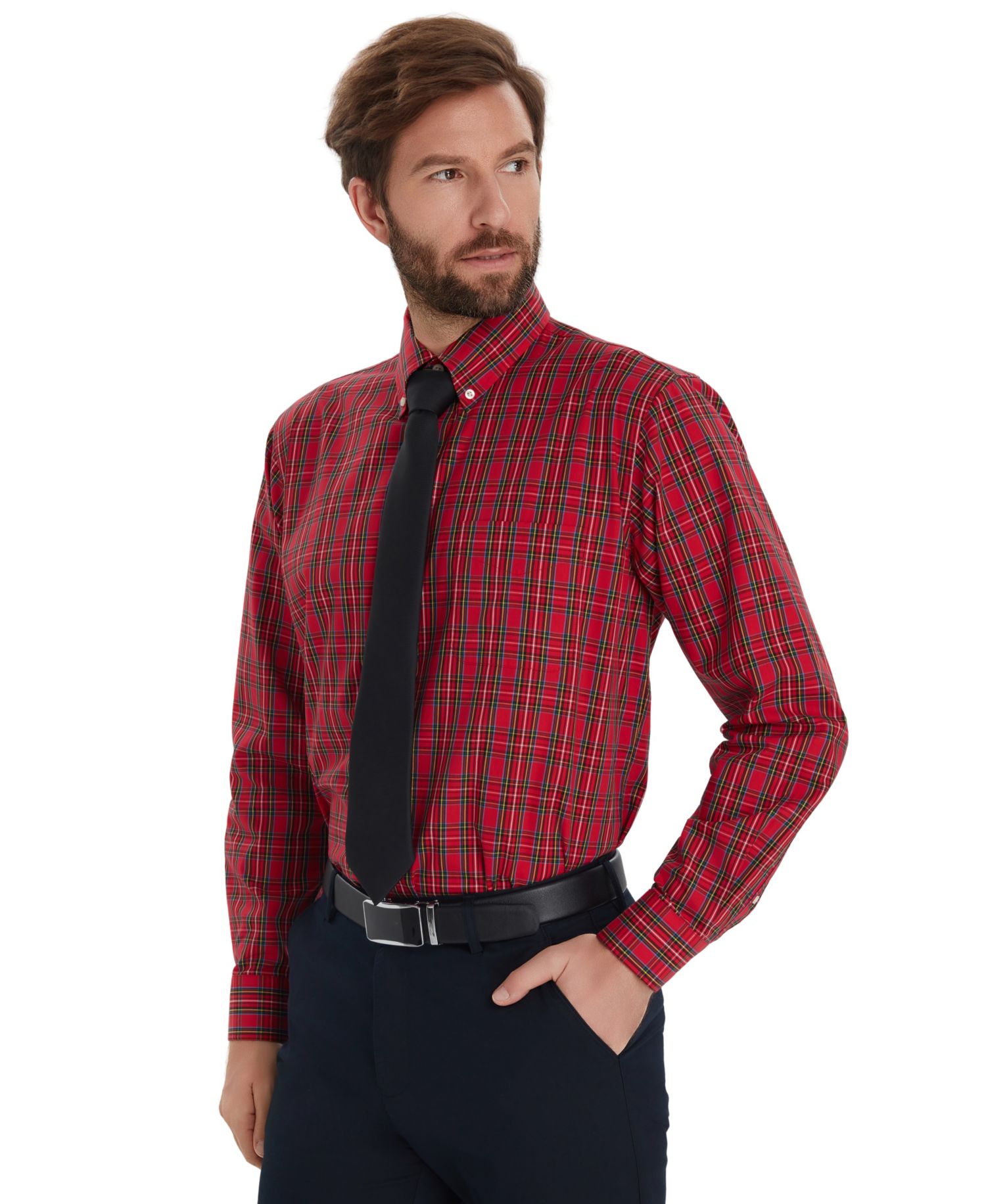 Men's Stewart Tartan Regular-Fit Dress Shirt