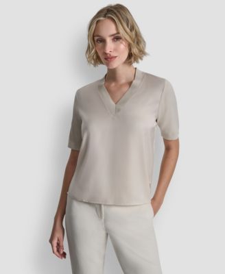 Women's V-Neck Short-Sleeves Sweater