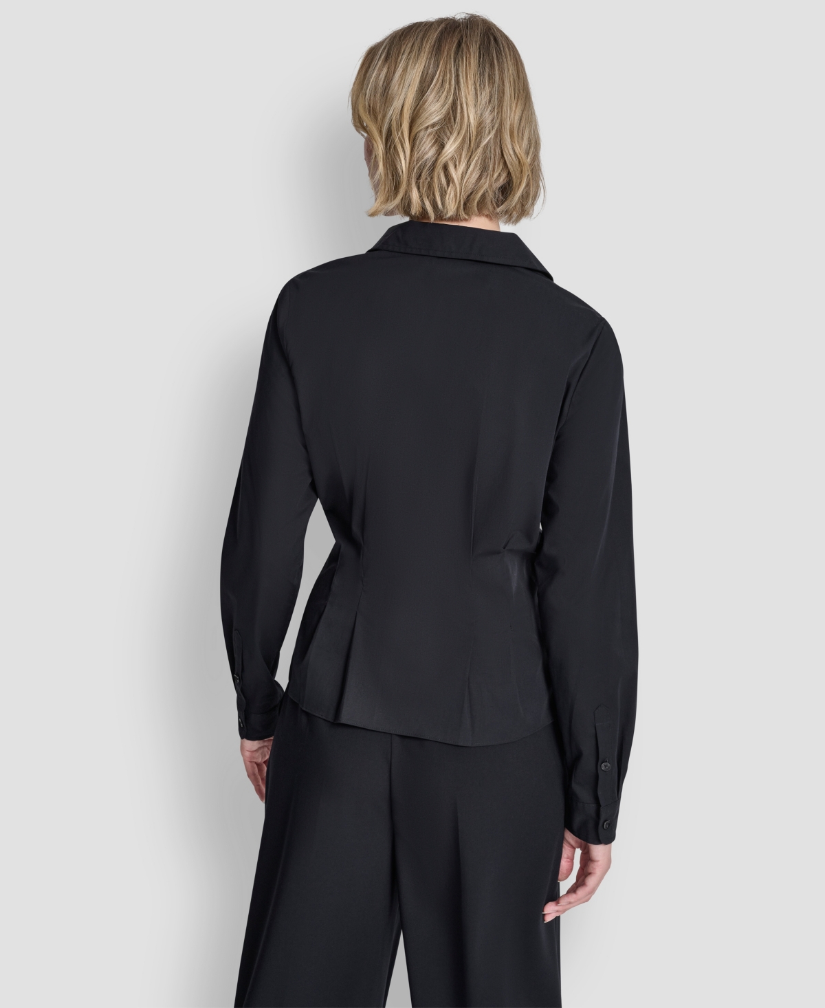 Dkny Women's Pleated Button-up Blouse In Blue