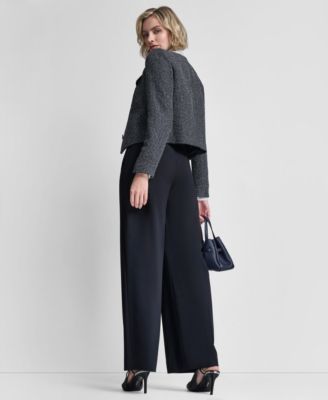 Women's Collarless Cropped 4-Button Jacket