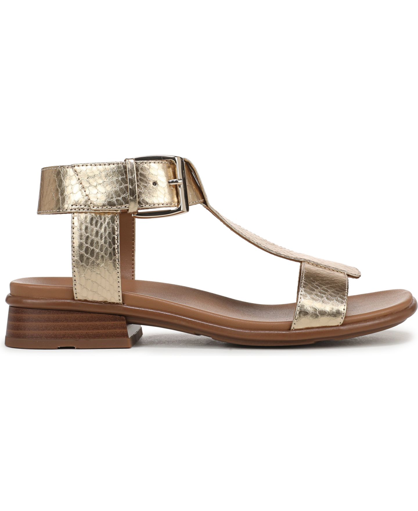 Женские сандалии Naturalizer Easton T-Strap Footbed, цвет: Золотой змеиный с принтом искусственная кожа — фото 2