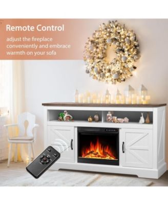 Electric Fireplace with Mantel-60'',Wall Mounted Recessed/Insert Fireplace Heater, 4 Flame Colors &12 Crystal Bed Colors with  Remote Control