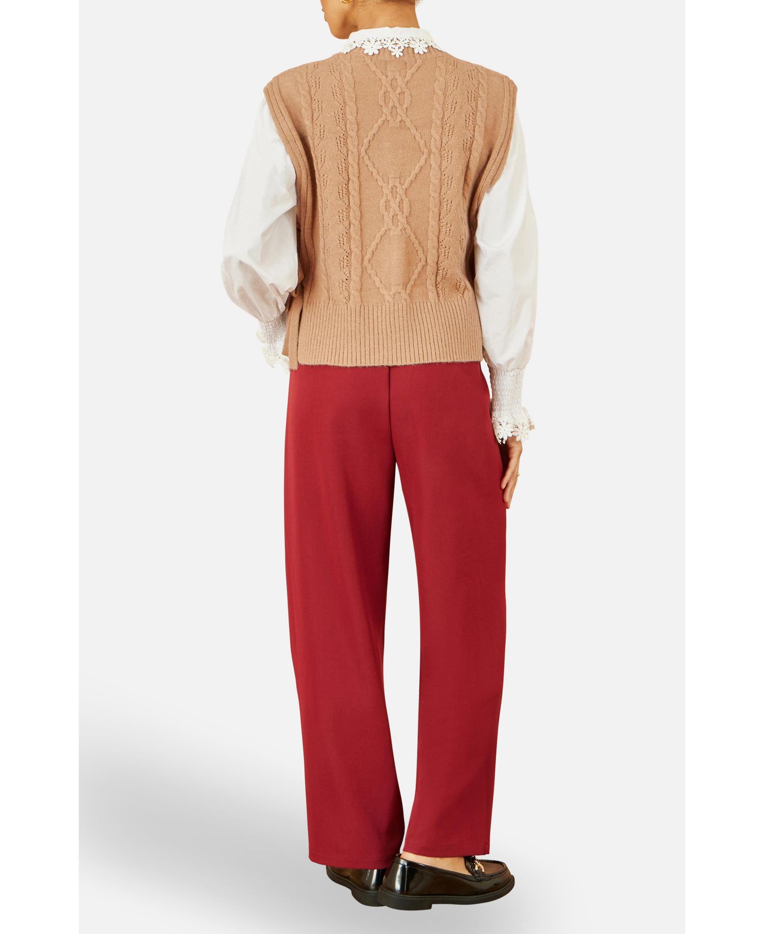 Women's Sweaters Floral Cable Knit Side Tie Pullover