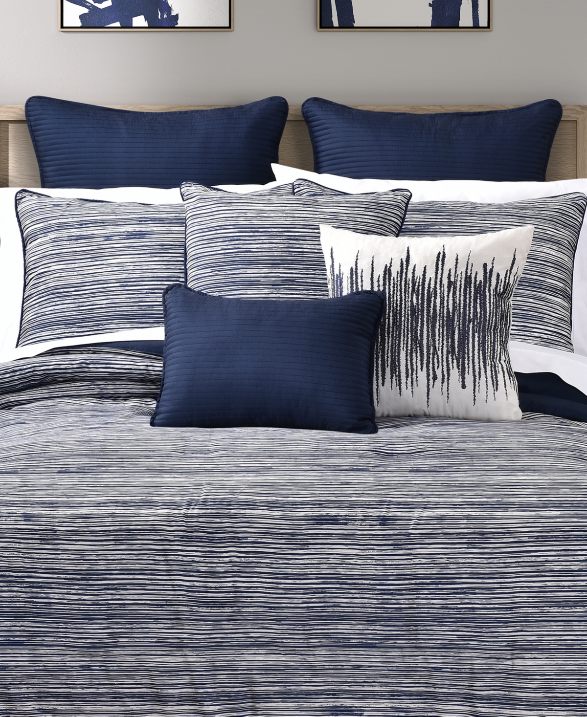 Royal Court Dalton Sleek Stripe 3-pc. Comforter Set, Full/queen In Blue