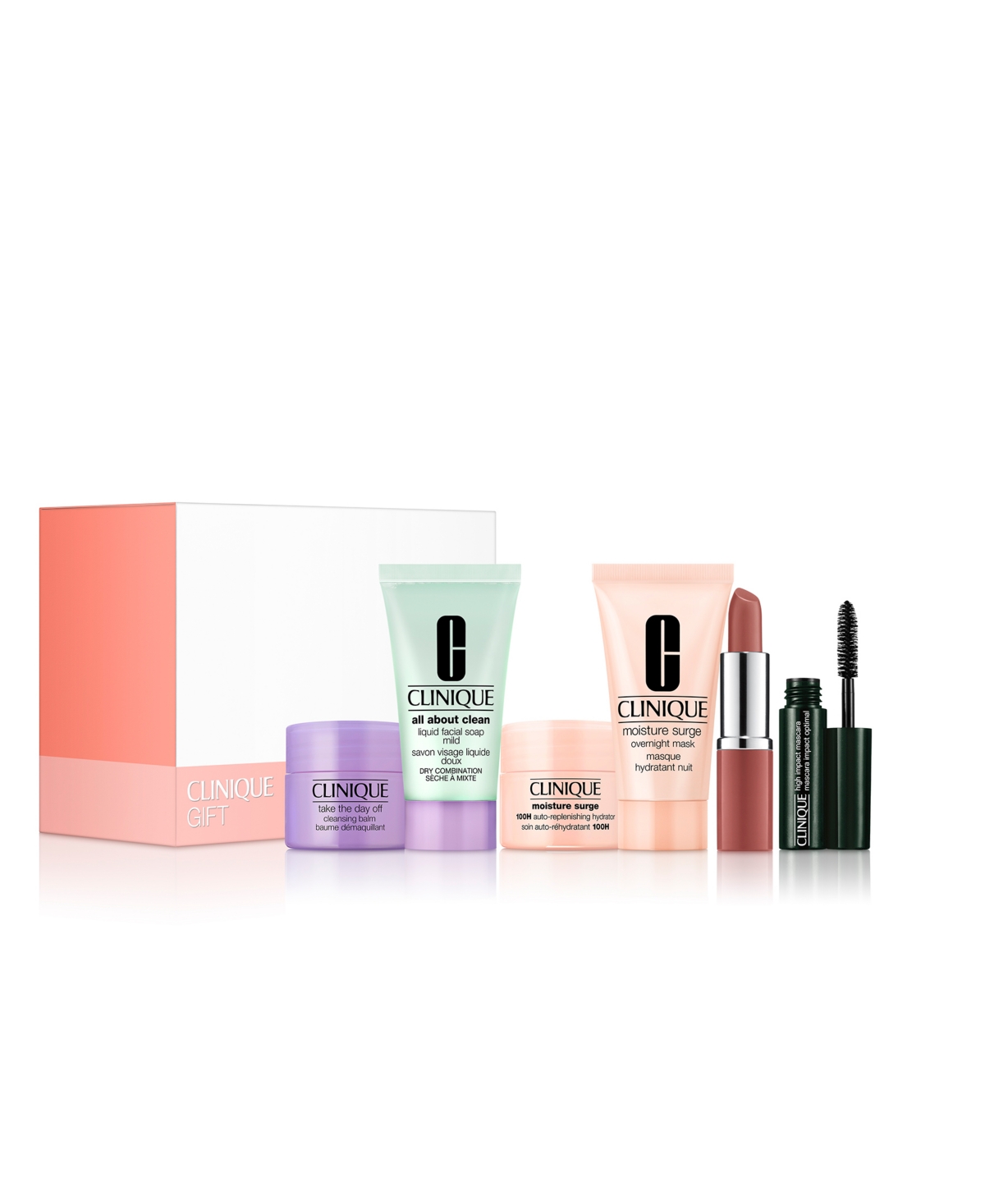 Free 5-Pc. Clinique Gift with any $55 Clinique purchase. A $65 value.