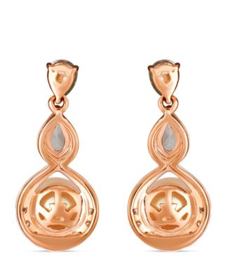 Freshwater Pearl (6-7mm), Morganite (0.50 ct. t.w.) & Diamond (0.13 ct. t.w.) Earrings in 14k Strawberry Gold