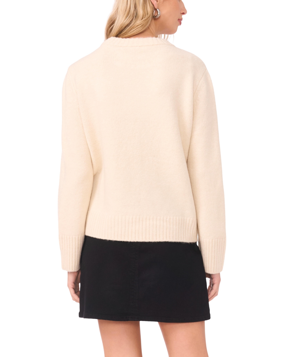 Vince Camuto Heart Motif Crewneck Sweater In Brown