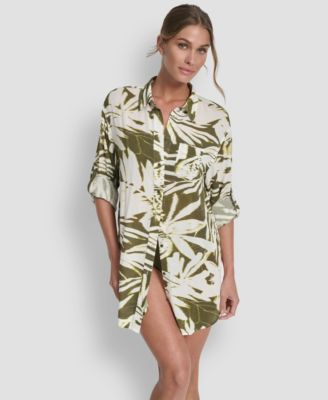Women's Gauze Collared Button-Front Beach Shirt