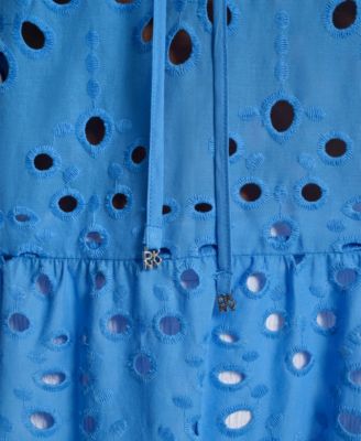 Women's Tiered Eyelet Maxi Dress Swim Cover-Up