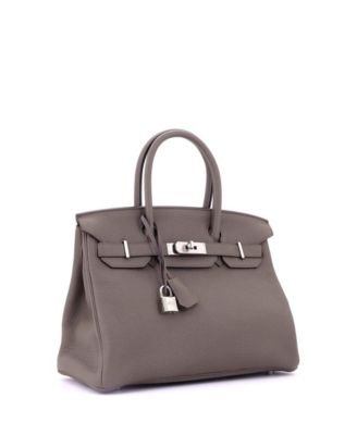 Birkin 30 Handbag Grey Clemence with Palladium Hardware