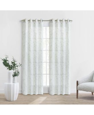 Ivy Light Filtering Grommet Botanical Motif Print Curtain Panel for Livingroom