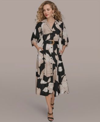 Donna Karan New York - Women's Floral Midi Shirt Dress