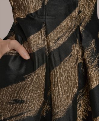 Women's Metallic Jacquard Strapless Ball Gown